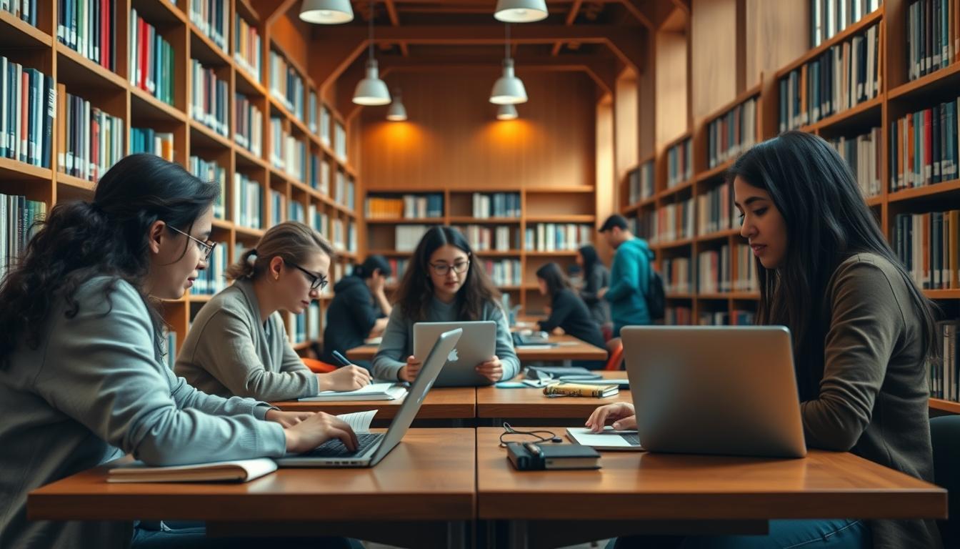 Students collaborating in study space
