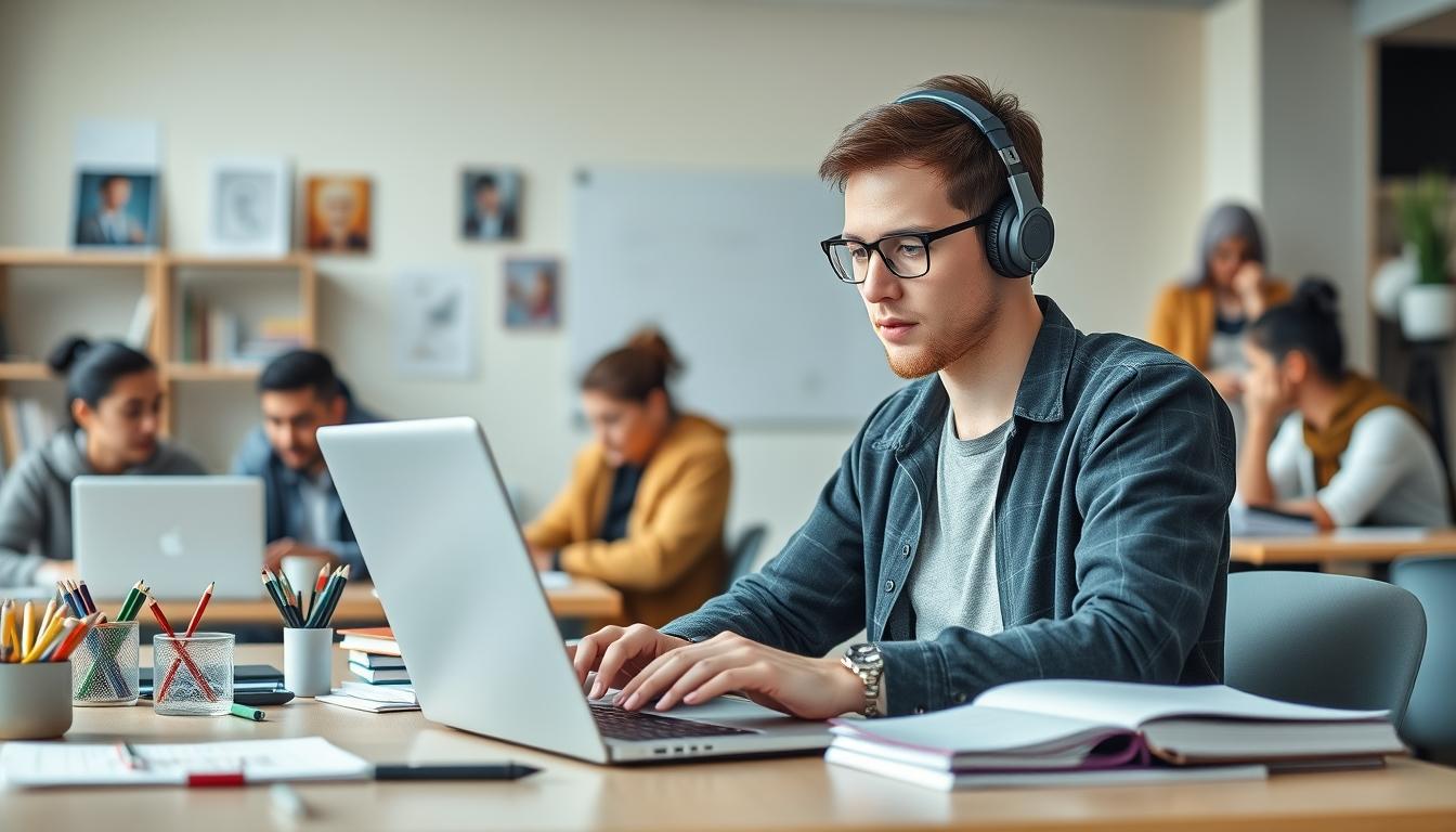 Student using online courses for flexible education